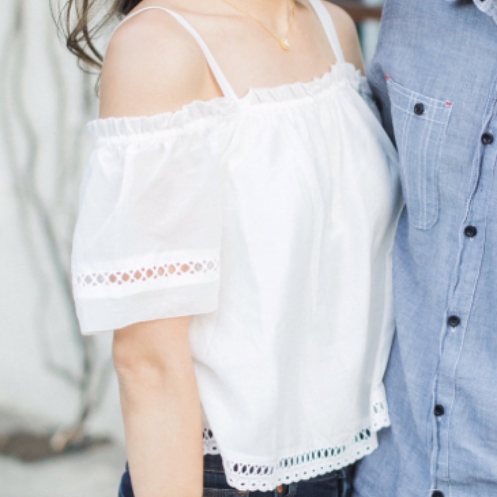 Ella Moss cream off shoulder top - XS
